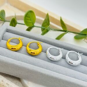 925 Sterling Silver Multicolored Starlight Golden and Silver Square Earring